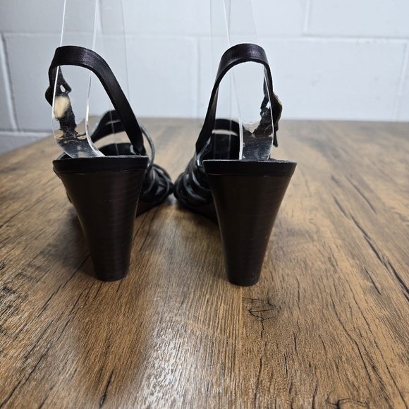 J. Crew Black Leather Strappy Wedge Sandals Italy - Picture 8 of 13